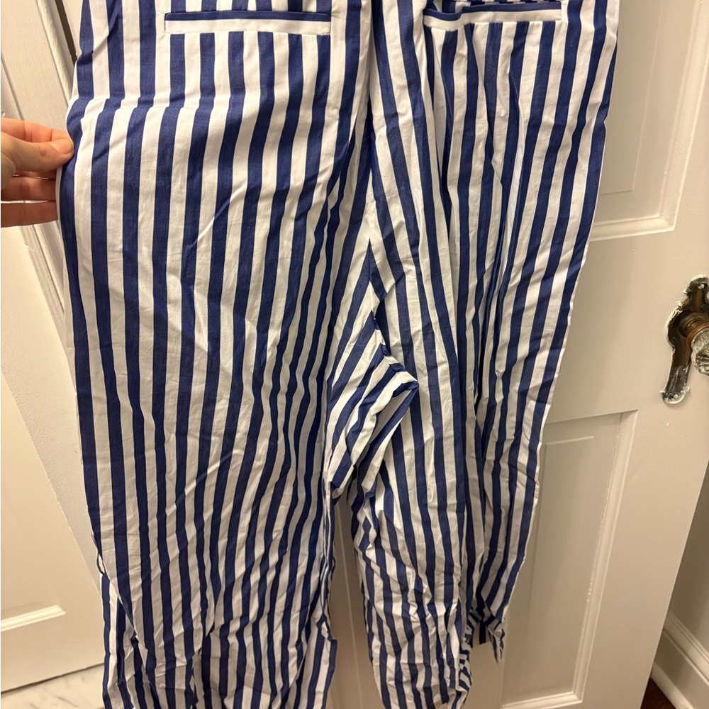 J. Crew Navy and White Striped Halter Jumpsuit, Size 4 - Picture 6 of 8